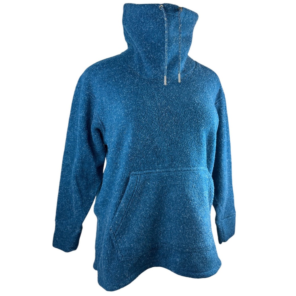 NIKE Fleece Cozy Funnel Cowl Neck Sweatshirt Blue Oversized Pocket Sweater XS - Picture 6 of 16